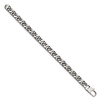 Stainless Steel Antiqued Polished and Textured Fancy Link Bracelet for Men