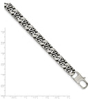 Stainless Steel Antiqued Polished and Textured Fancy Link Bracelet for Men