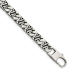 Stainless Steel Antiqued Polished and Textured Fancy Link Bracelet for Men