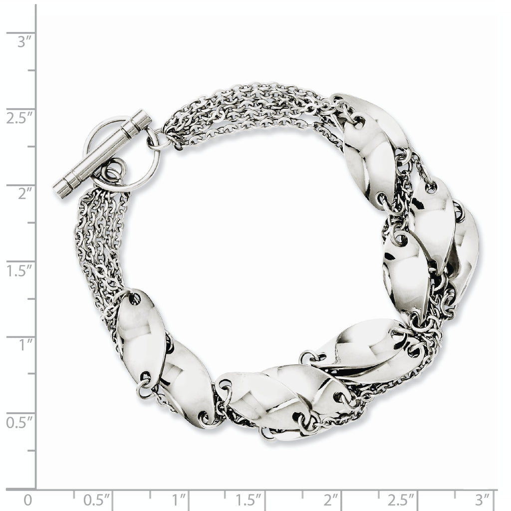 Stainless Steel Polished Swirl Toggle Bracelet for Women