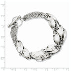 Stainless Steel Polished Swirl Toggle Bracelet for Women