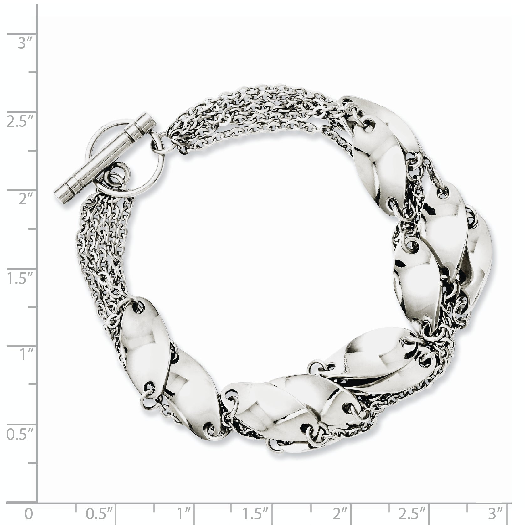 Stainless Steel Polished Swirl Toggle Bracelet for Women