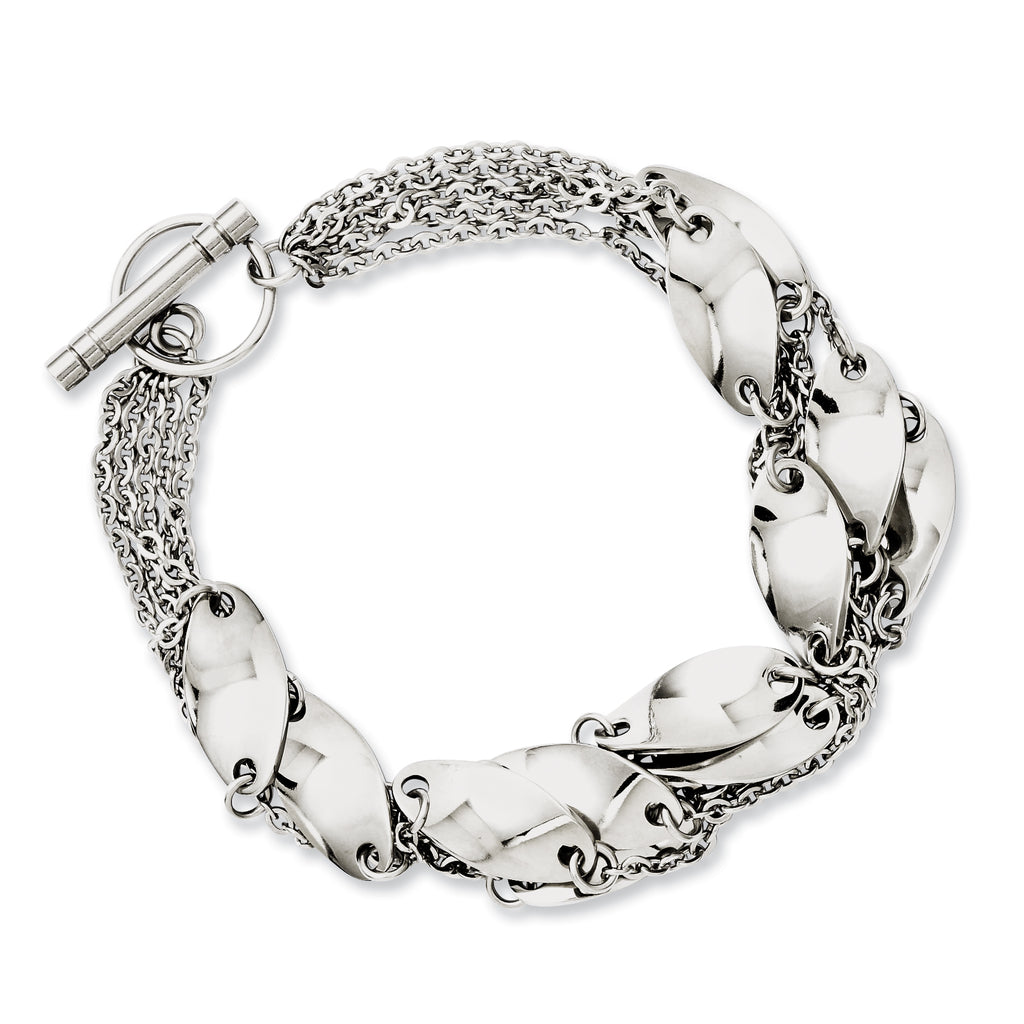 Stainless Steel Polished Swirl Toggle Bracelet for Women