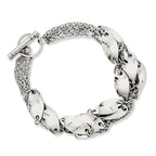 Stainless Steel Polished Swirl Toggle Bracelet for Women