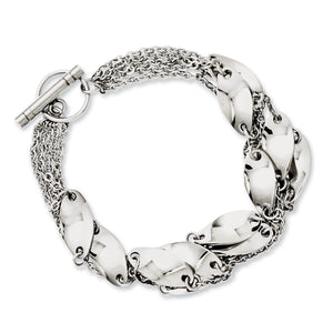 Swirl Toggle Bracelet in Stainless Steel, 8 Inches - Sophia Jewelers