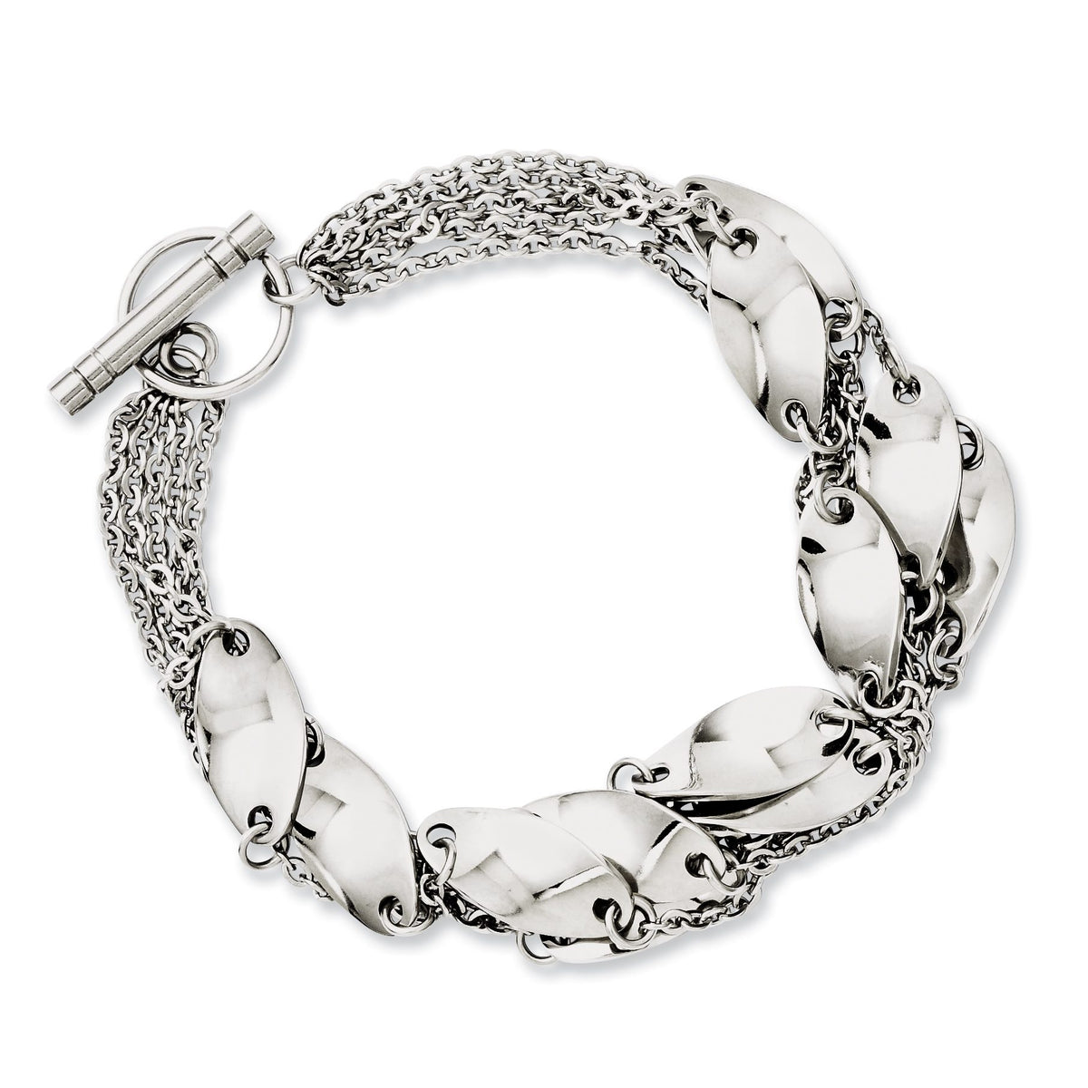 Swirl Toggle Bracelet in Stainless Steel, 8 Inches - Sophia Jewelers