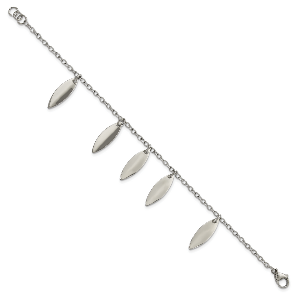 Stainless Steel Polished Diamond Shaped Dangles Bracelet for Women