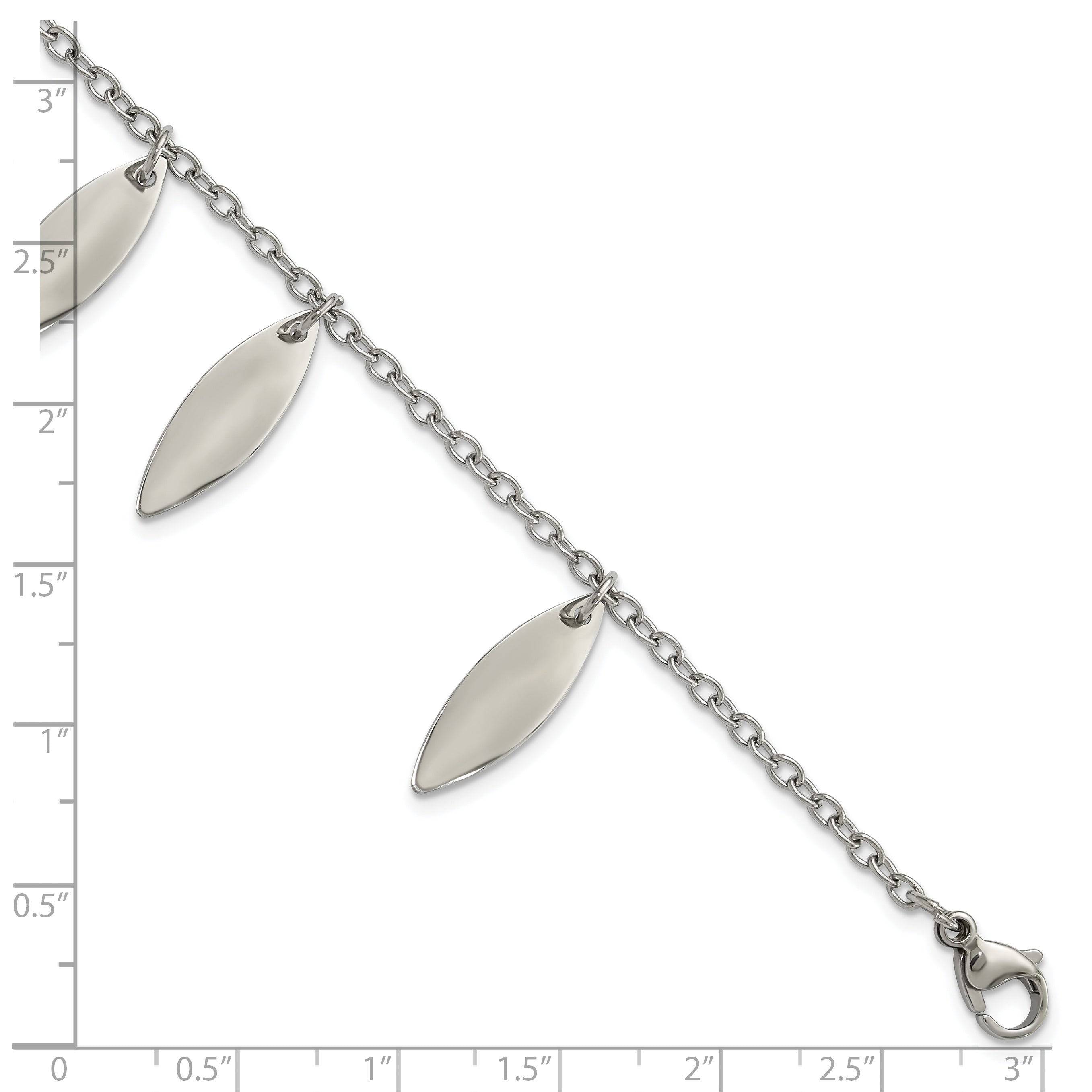 Stainless Steel Polished Diamond Shaped Dangles Bracelet for Women