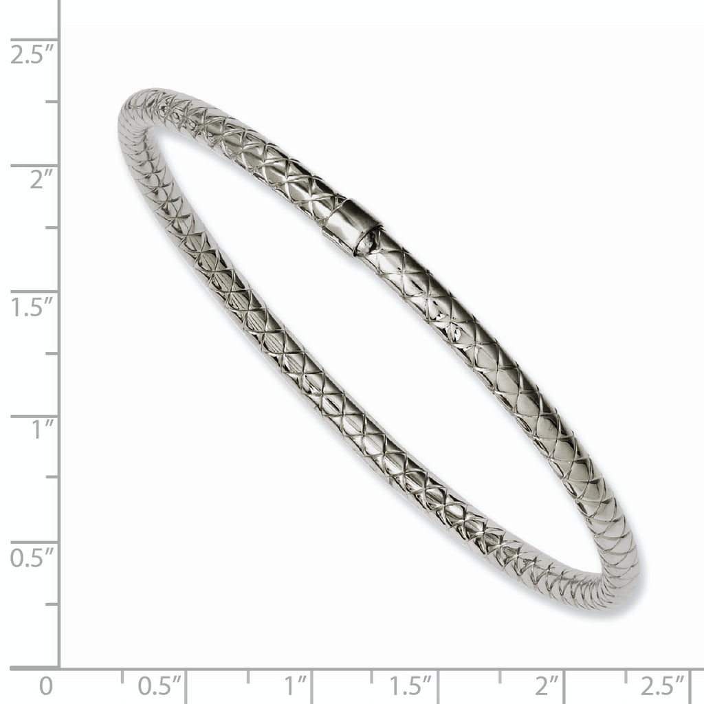 Stainless Steel Textured & Polished Slip-on Bangle Bracelet for Women