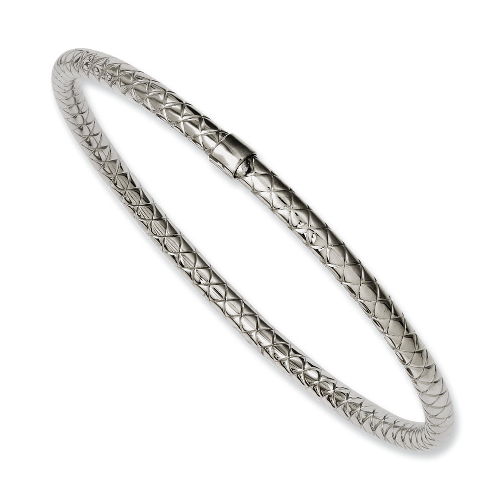 Stainless Steel Textured & Polished Slip-on Bangle Bracelet for Women