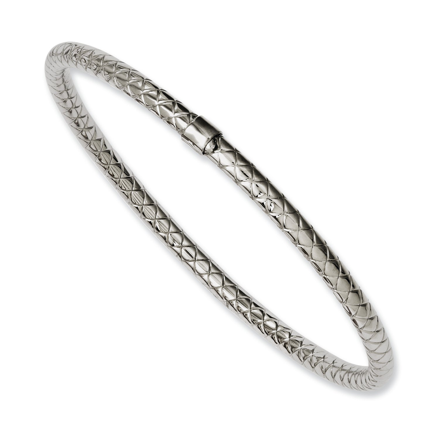 Stainless Steel Textured & Polished Slip-on Bangle Bracelet for Women