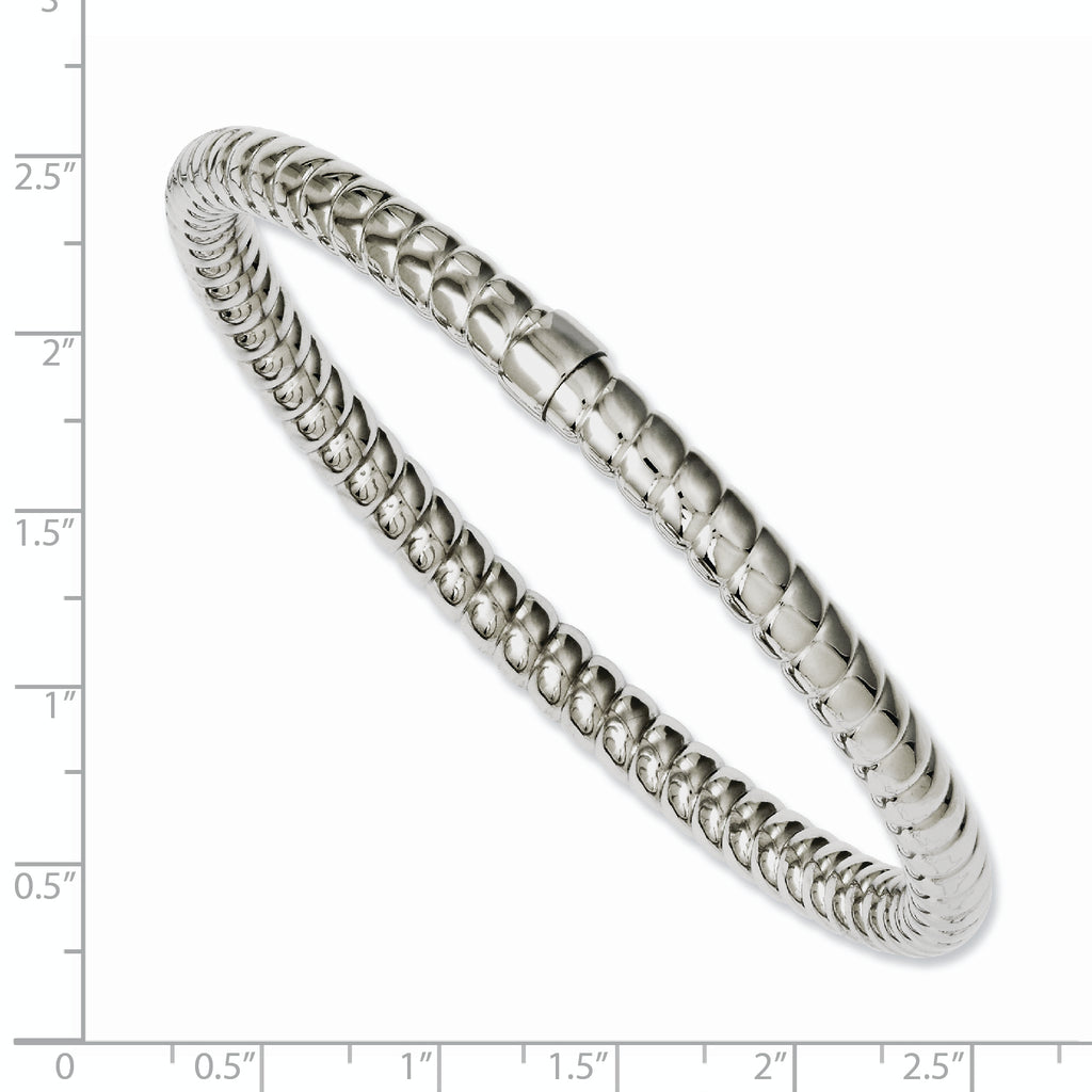 Stainless Steel Textured & Polished Hollow Slip-on Bangle Bracelet for Women