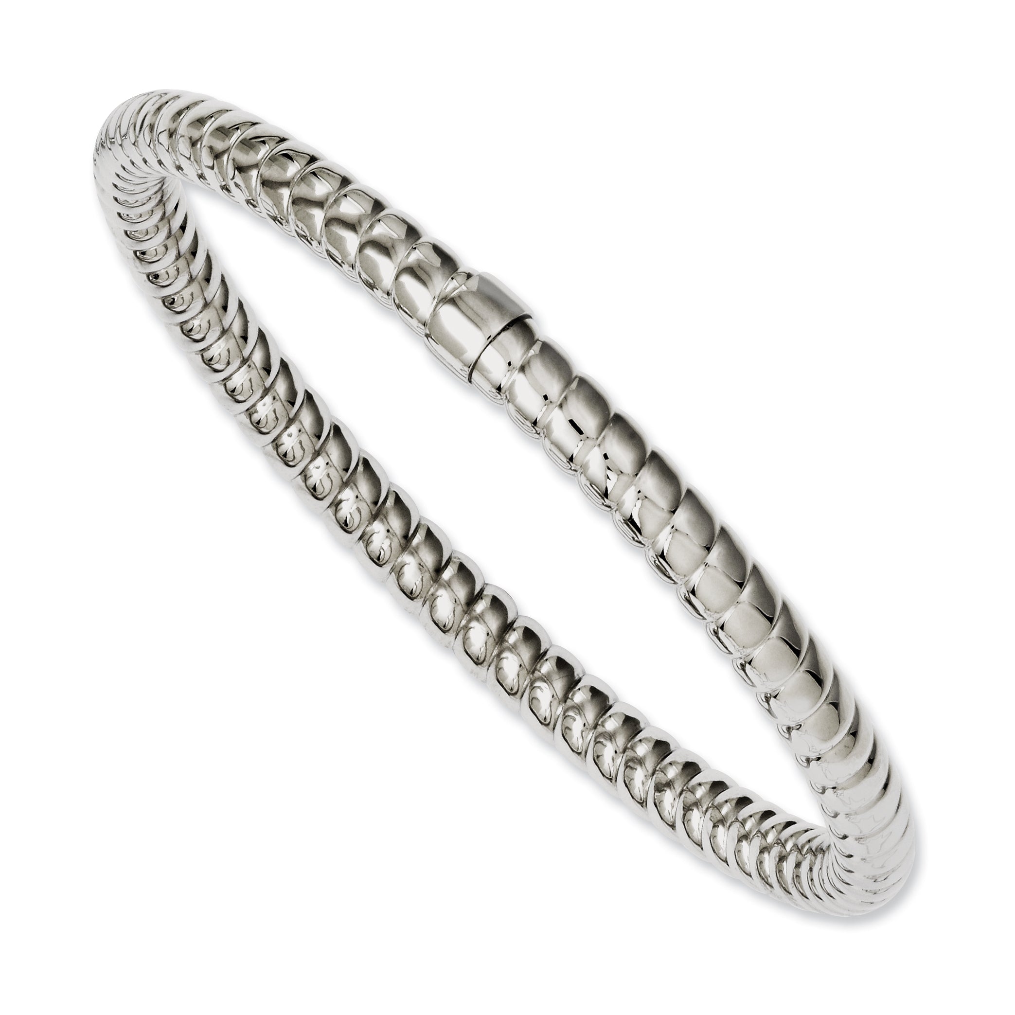 Stainless Steel Textured & Polished Hollow Slip-on Bangle Bracelet for Women Main image