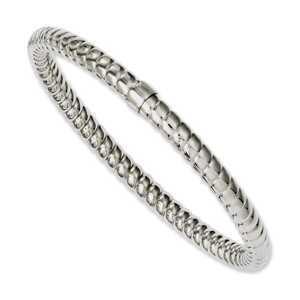 Stainless Steel Textured & Polished Hollow Slip-on Bangle Bracelet for Women