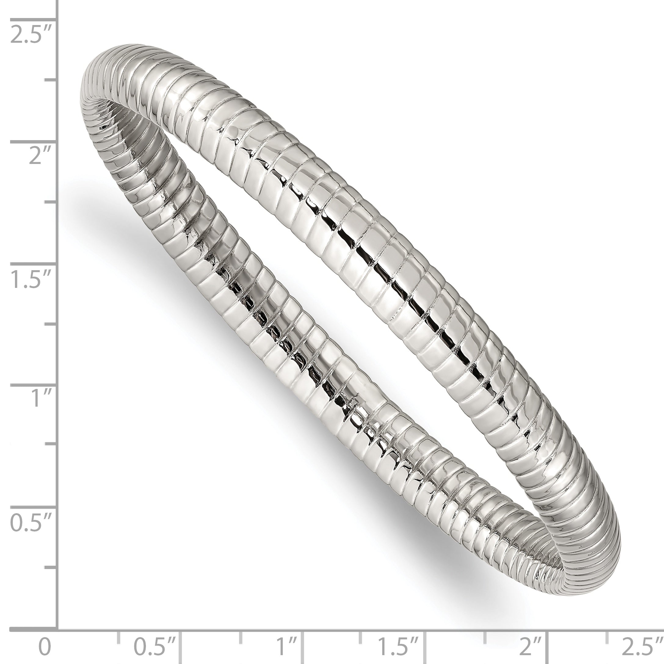 Stainless Steel Polished and Textured Hollow Bangle Bracelet for Women