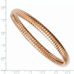 Stainless Steel Pink IP-plated Textured Hollow Slip-on Bangle Bracelet for Women