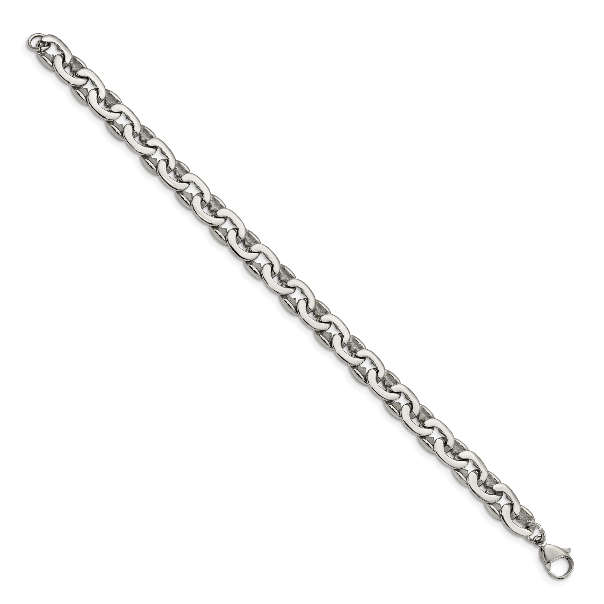 Stainless Steel Polished Oval Link Bracelet for Men