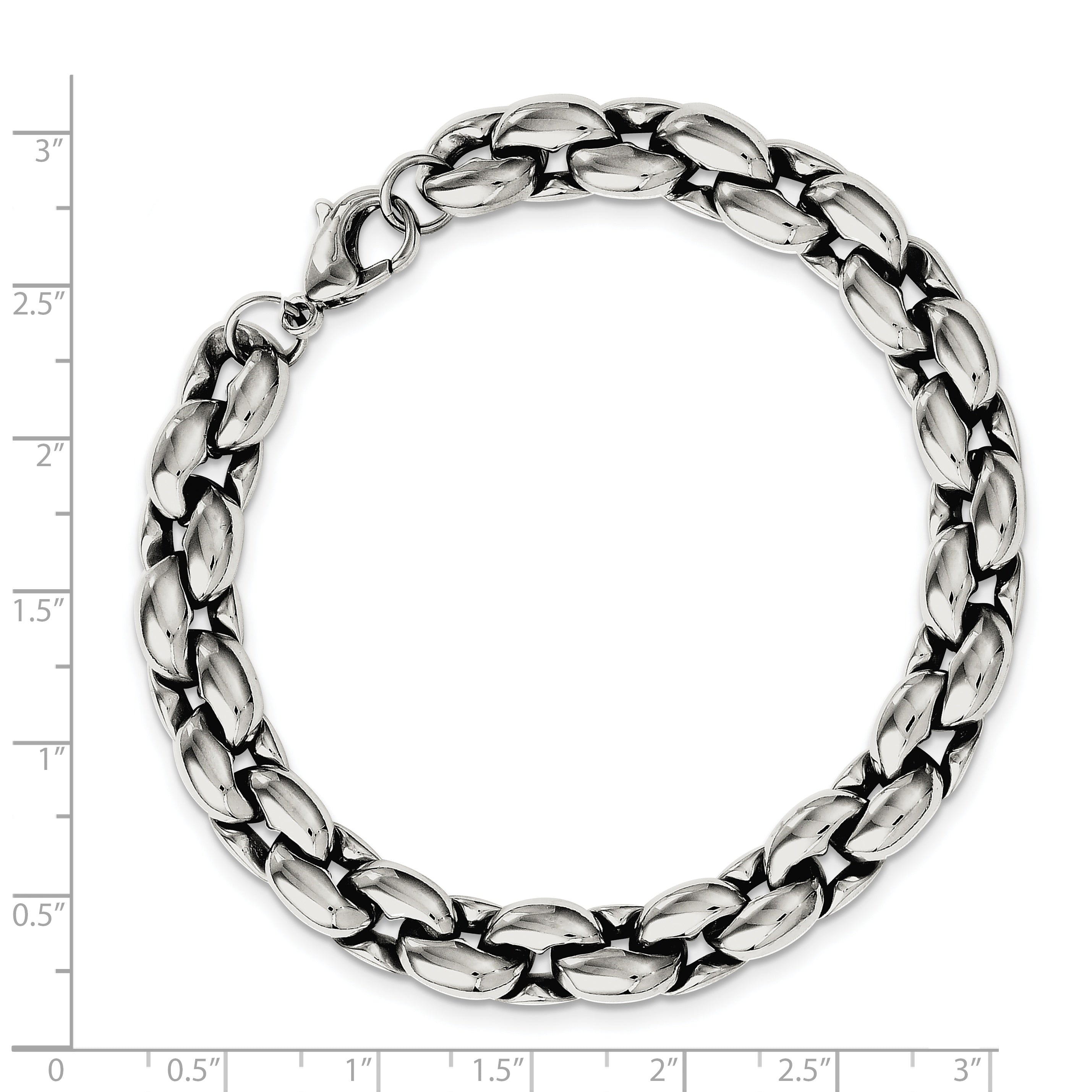Stainless Steel Polished Oval Link Bracelet for Men