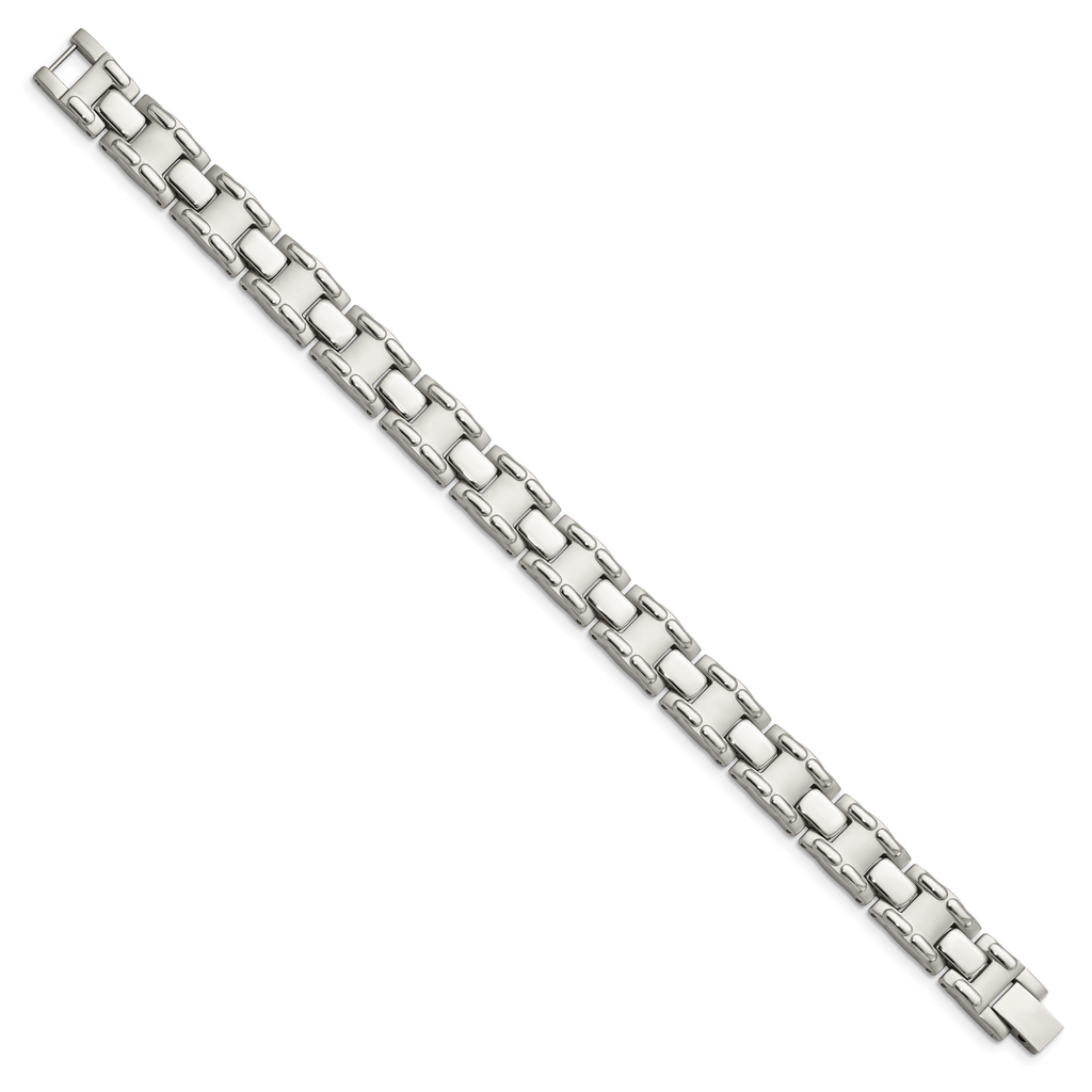 Stainless Steel Brushed and Polished Link Bracelet for Men