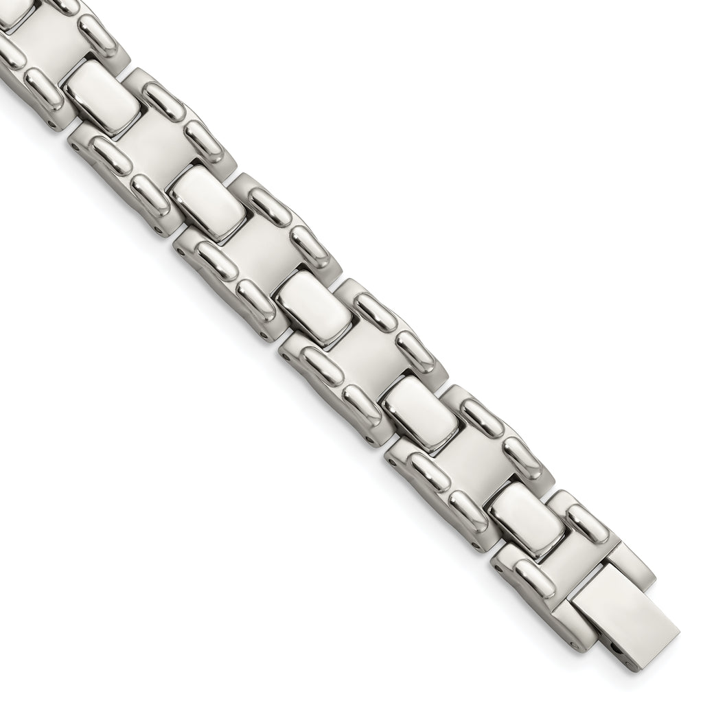 Stainless Steel Brushed and Polished Link Bracelet for Men