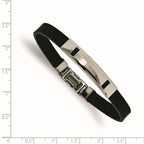 Black Rubber Bracelet in Stainless Steel, 10mm Wide 8.5 Inches - Sophia Jewelers