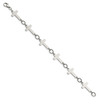 Stainless Steel Polished Sideways Cross Link Bracelet for Women