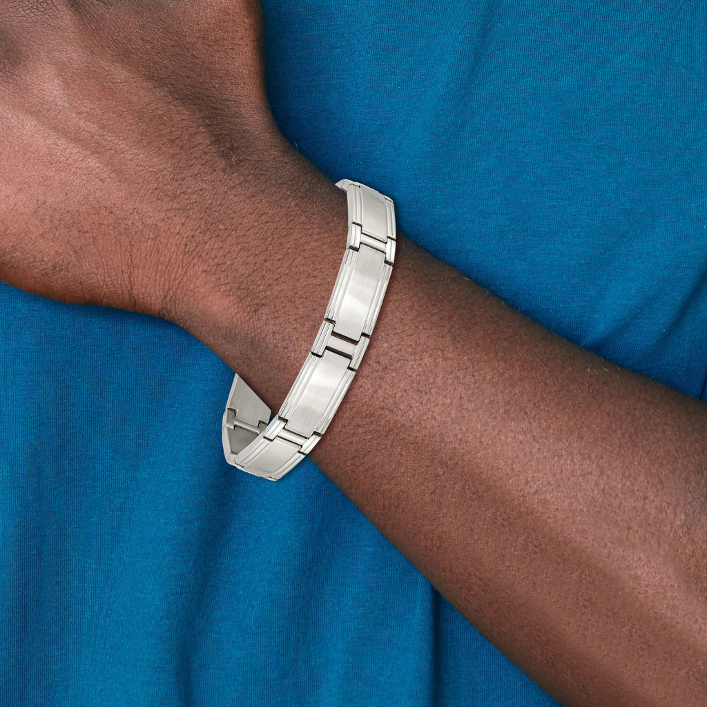 Stainless Steel Brushed and Polished Link Bracelet for Men