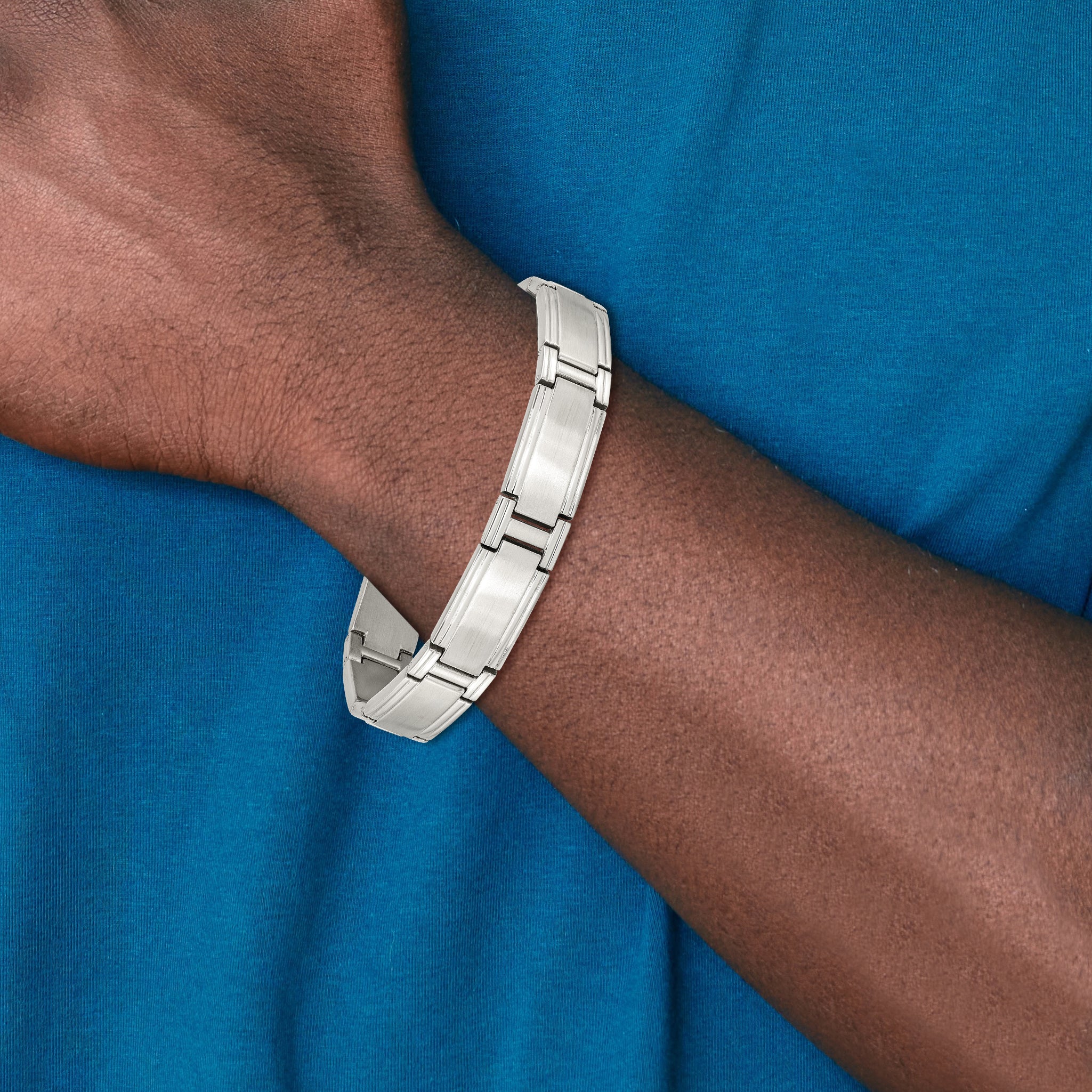 Stainless Steel Brushed and Polished Link Bracelet for Men