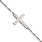 Stainless Steel Polished Sideways Cross Bracelet for Women