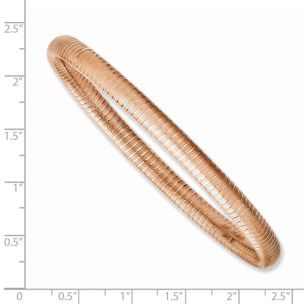 Stainless Steel Pink IP-plated Textured Hollow Slip-on Bangle Bracelet for Women