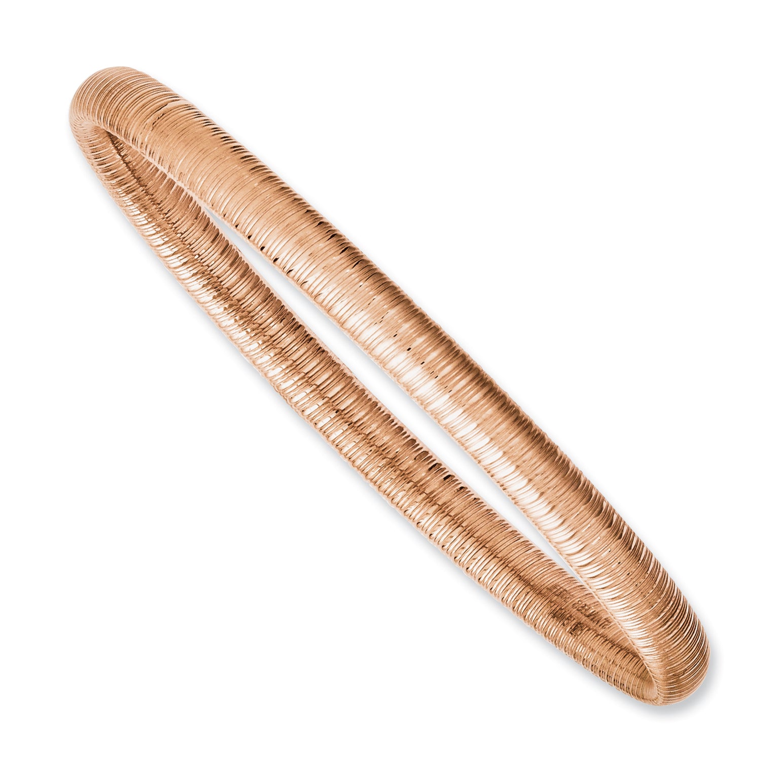 Stainless Steel Pink IP-plated Textured Hollow Slip-on Bangle Bracelet for Women Main image