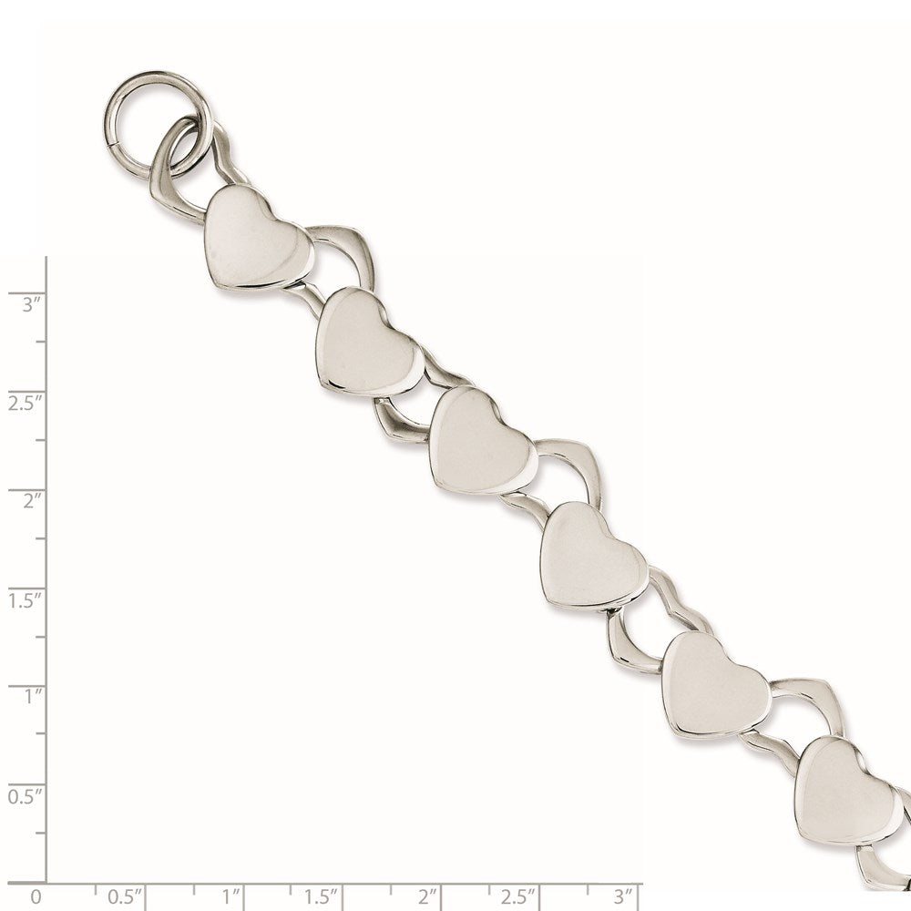 Hearts Toggle Bracelet in Stainless Steel, 8.5" Secondary image