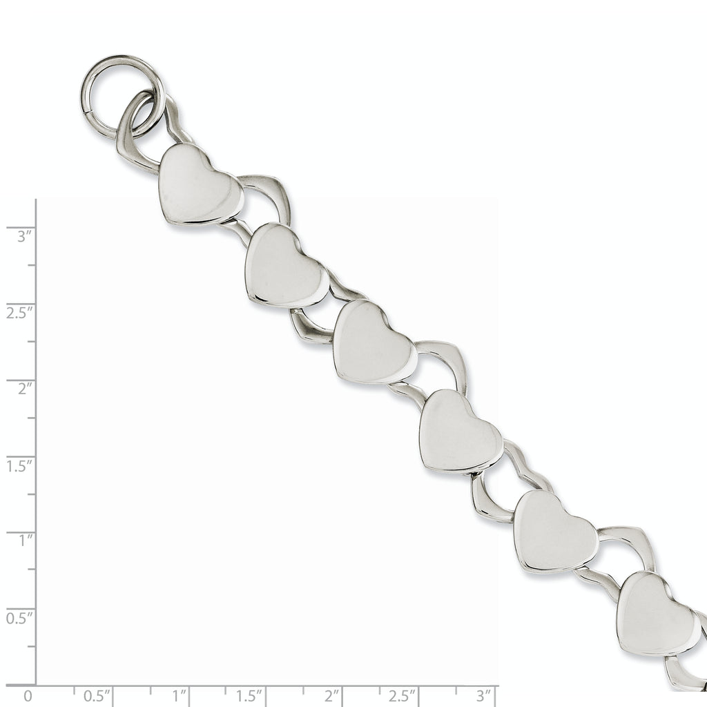 Stainless Steel Polished Hearts Toggle Bracelet for Women