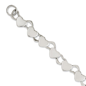 Hearts Toggle Bracelet in Stainless Steel, 8.5" - Sophia Jewelers
