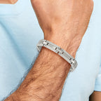 Stainless Steel Brushed and Polished Link Bracelet for Men