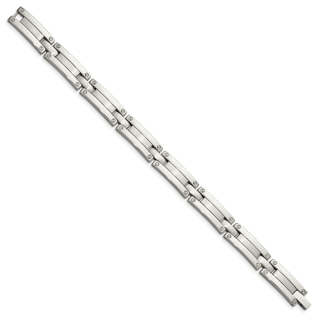 Stainless Steel Brushed and Polished Link Bracelet for Men