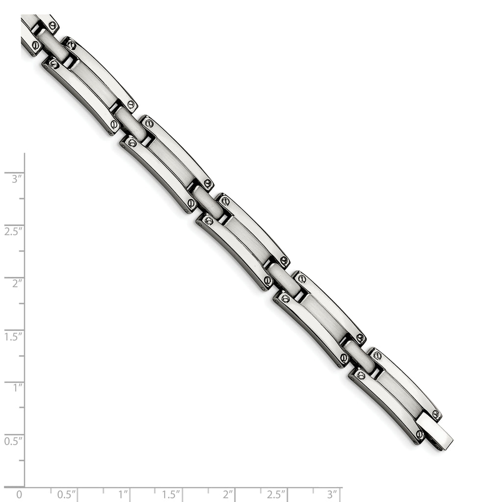 Stainless Steel Brushed and Polished Link Bracelet for Men