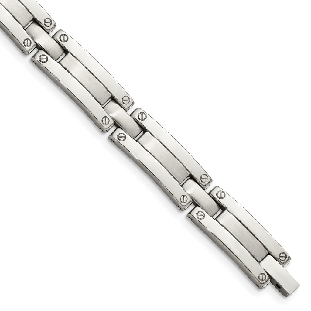 Stainless Steel Brushed and Polished Link Bracelet for Men