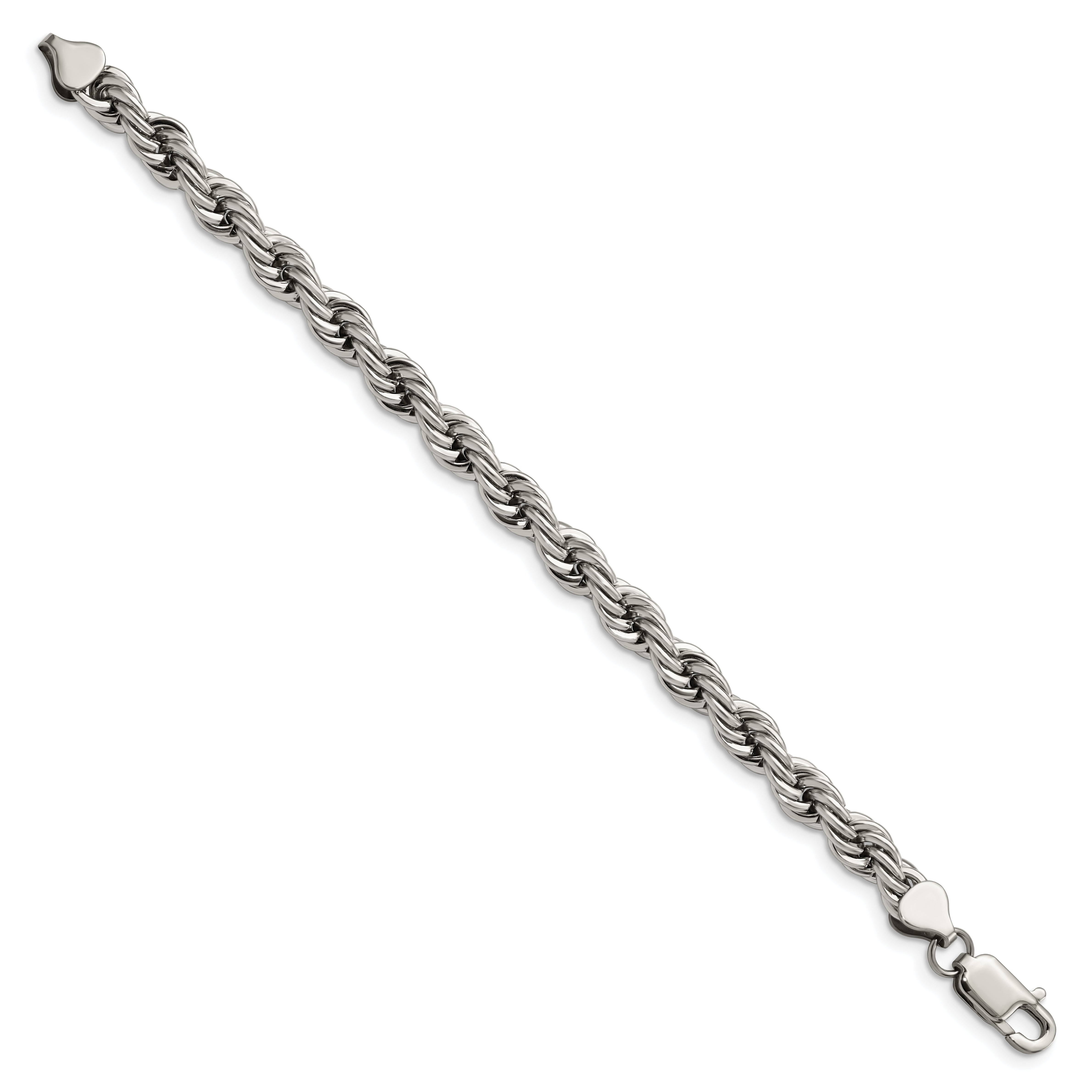 Chisel Stainless Steel Polished 7mm 7.25 inch Rope Bracelet Secondary image