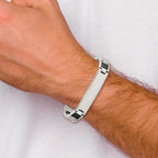 Stainless Steel Brushed and Polished Black Carbon Fiber Inlay ID Bracelet for Men