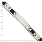 Stainless Steel Brushed and Polished Black Carbon Fiber Inlay ID Bracelet for Men