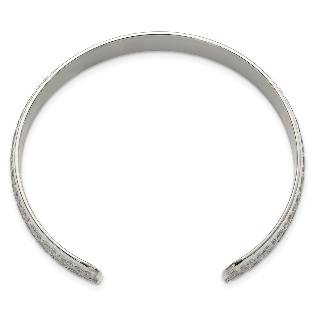 Stainless Steel Polished & Laser-cut Hearts Cuff Bangle Bracelet for Women