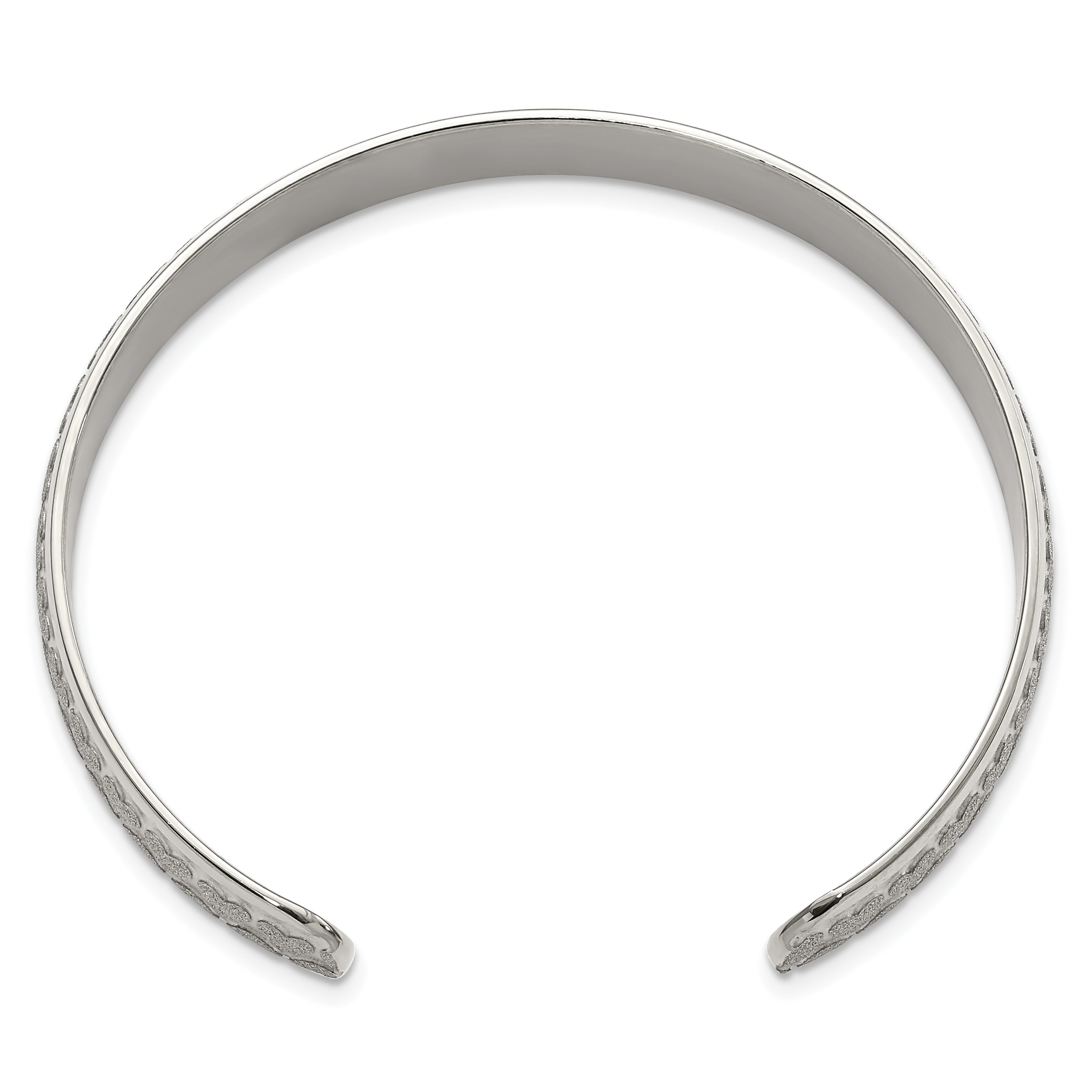 Stainless Steel Polished & Laser-cut Hearts Cuff Bangle Bracelet for Women