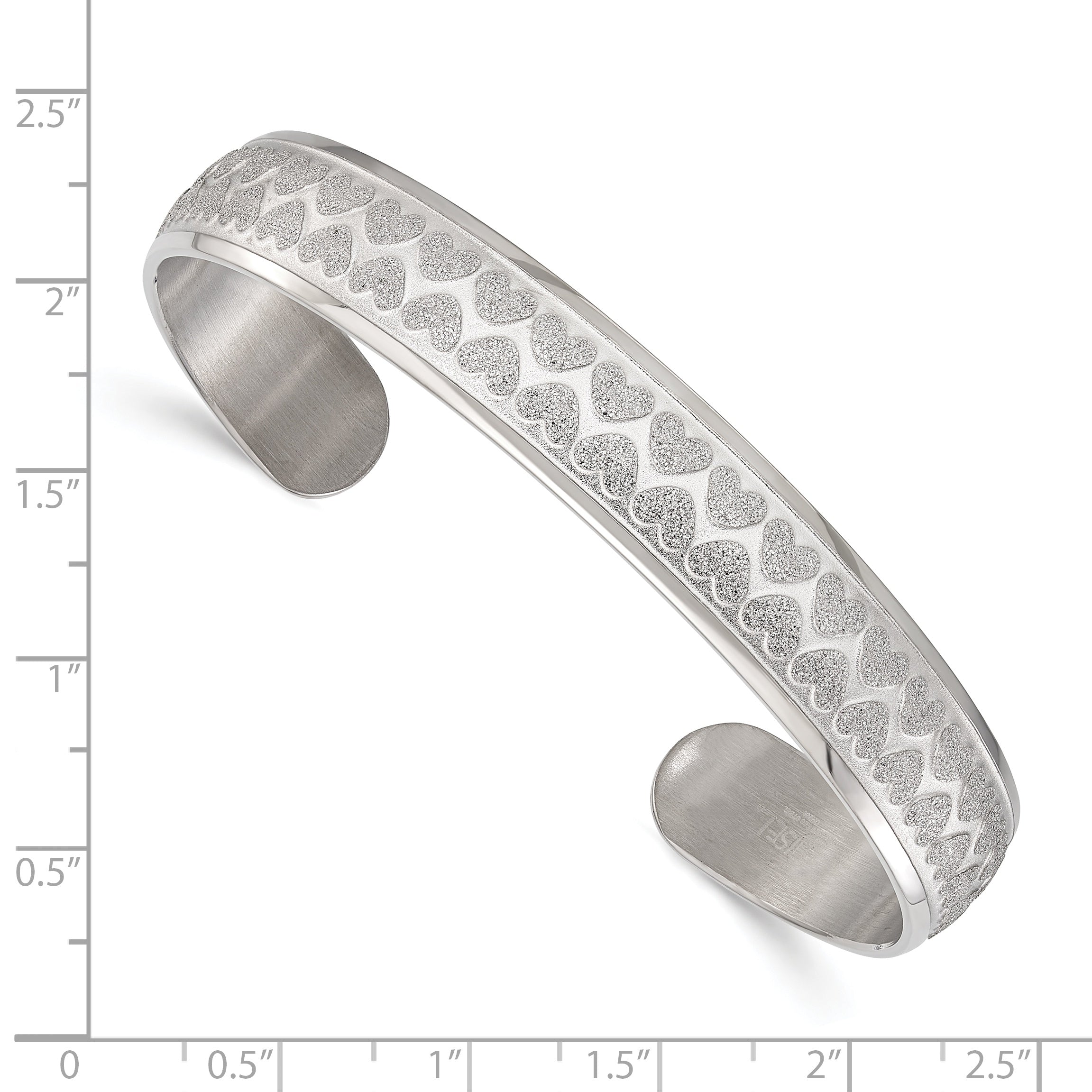Stainless Steel Polished & Laser-cut Hearts Cuff Bangle Bracelet for Women