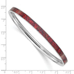 Stainless Steel Polished Red and Black Enameled Bangle Bracelet for Women