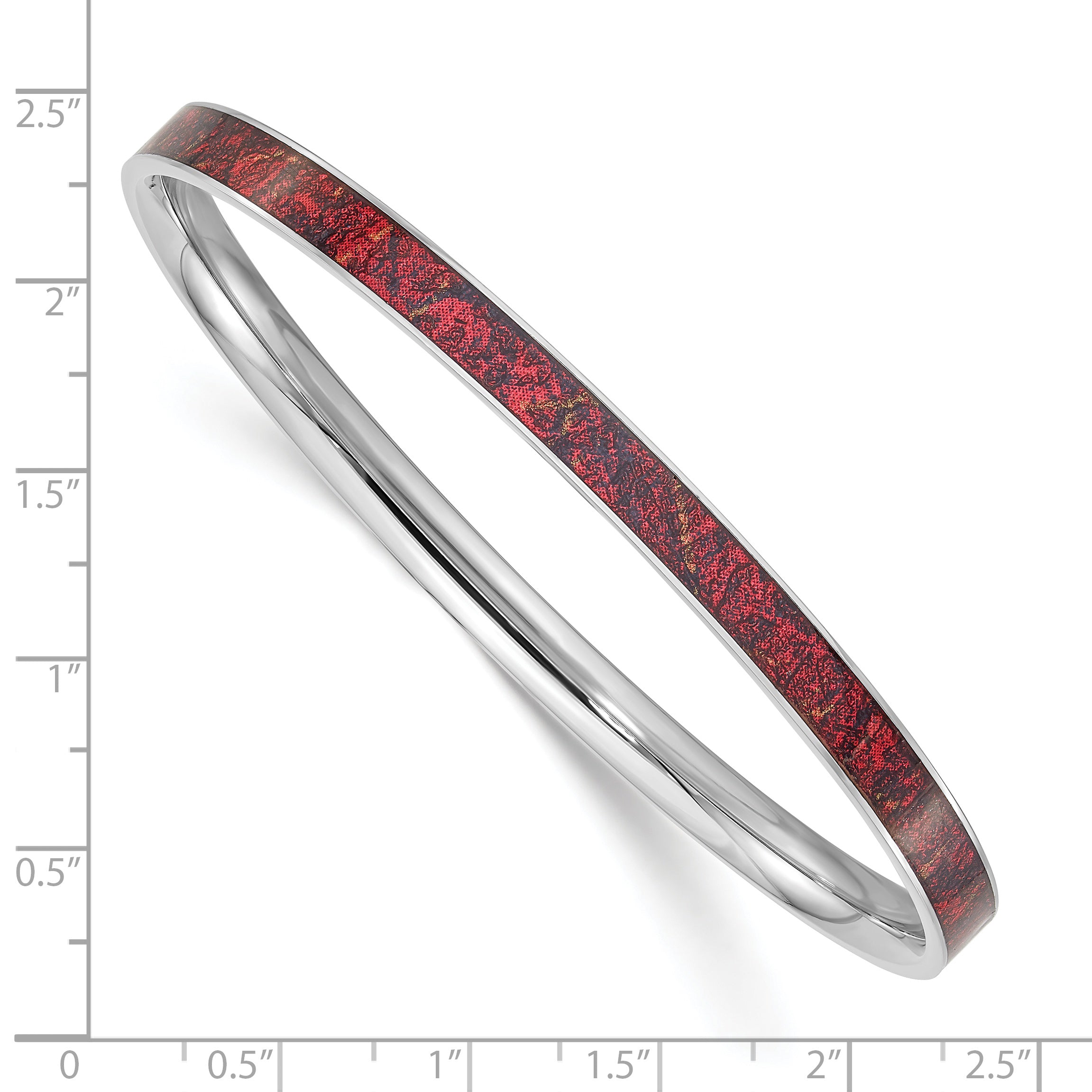 Stainless Steel Polished Red and Black Enameled Bangle Bracelet for Women