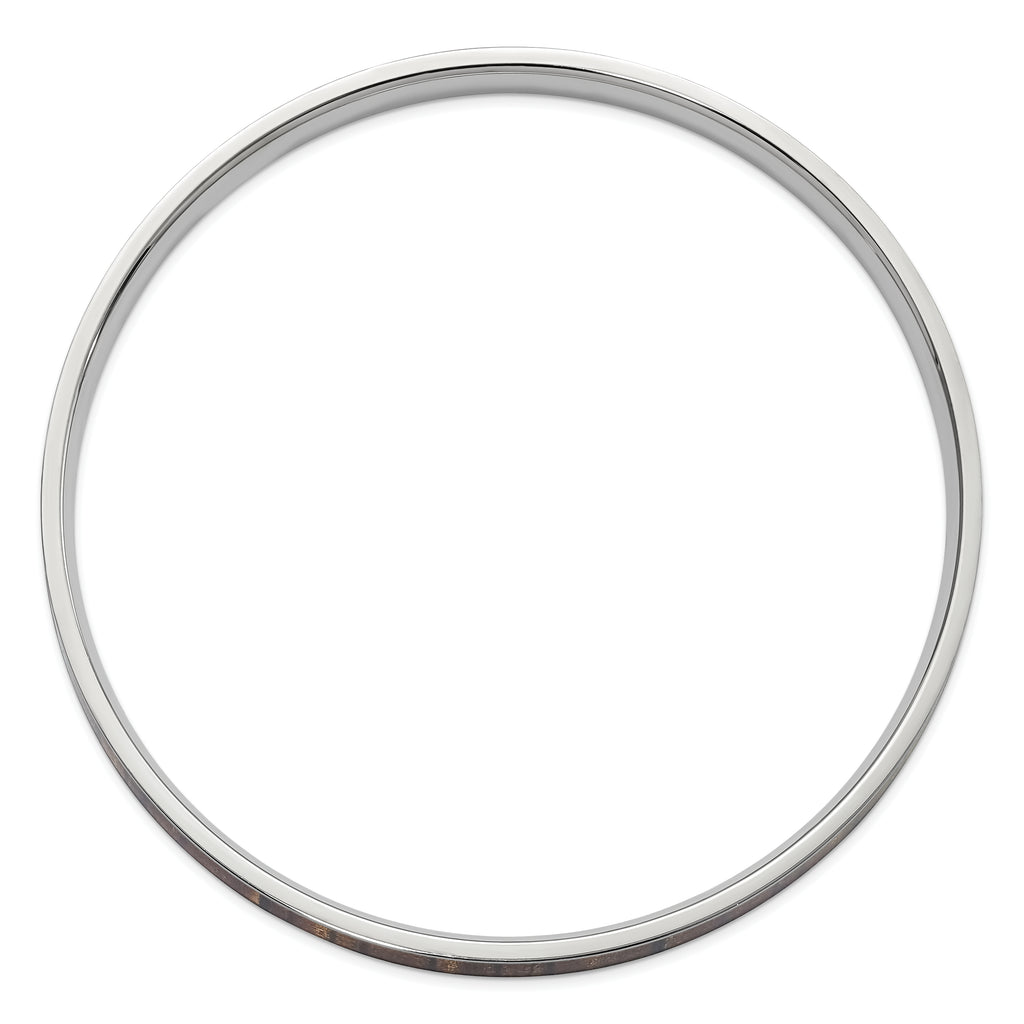 Stainless Steel Polished Brown and Black Enameled Bangle Bracelet for Women