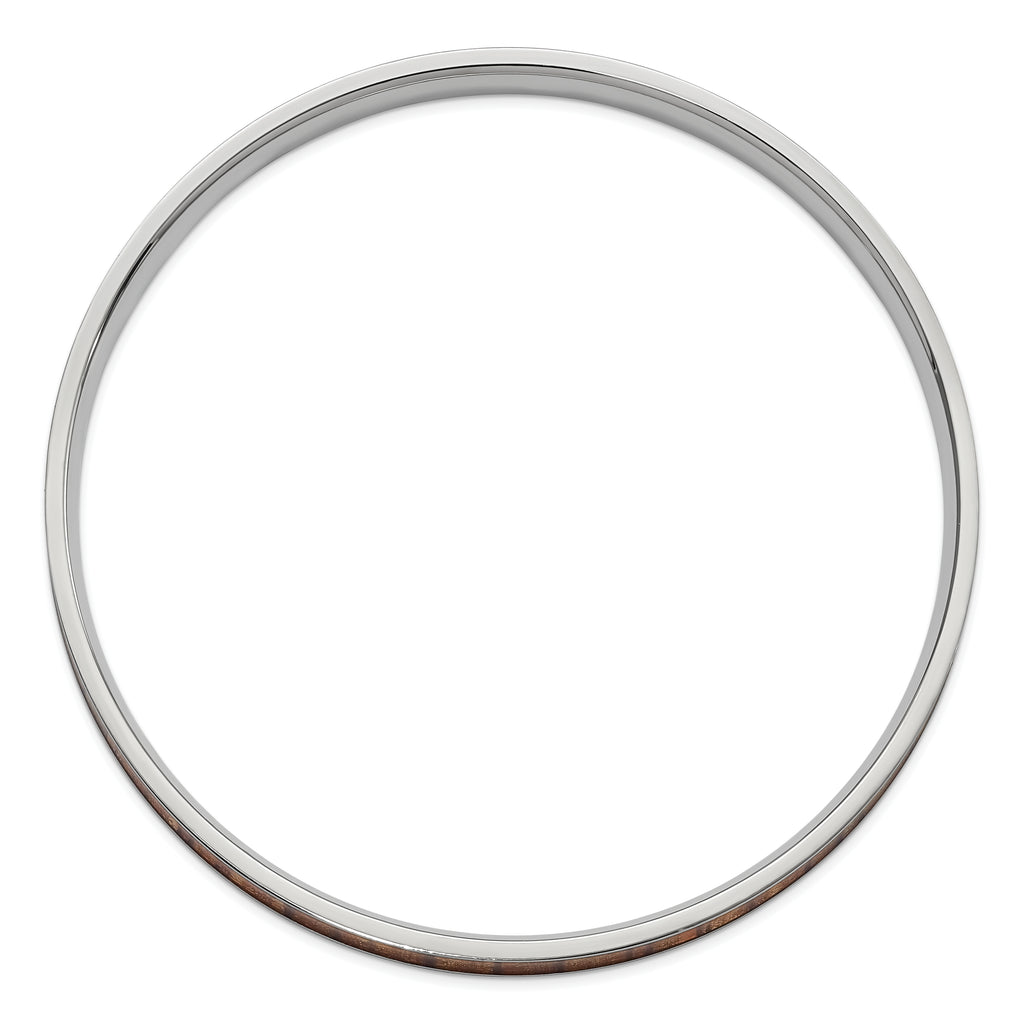 Stainless Steel Polished Yellow and Brown Enameled Bangle Bracelet for Women