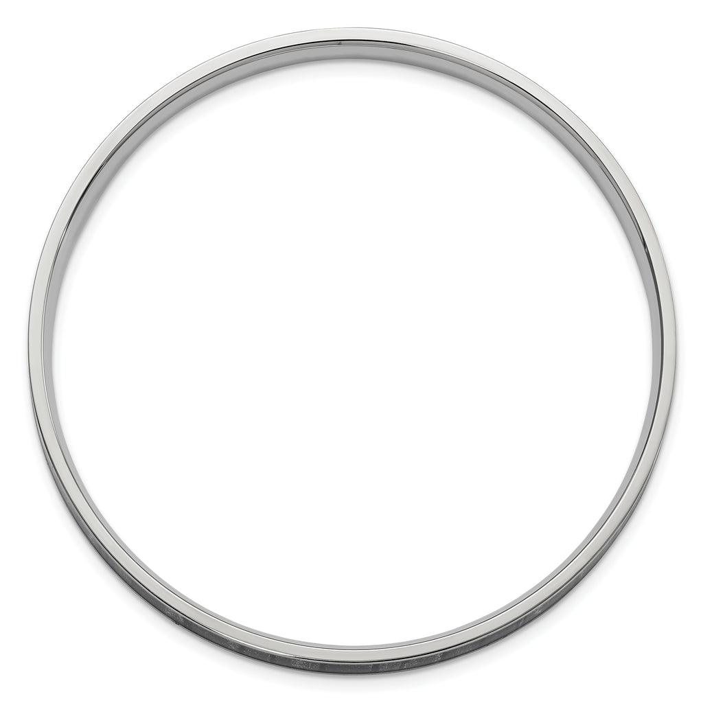 Stainless Steel Polished Black and White Enameled Bangle Bracelet for Women