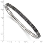 Stainless Steel Polished Black and White Enameled Bangle Bracelet for Women